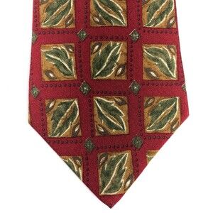 Purple Label Chaps Ralph Lauren Red Green Leaves Nature Silk Men's Necktie